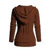 Cardigan à capuche boutonné en tricot torsadé de couleur unie à manches longues, cardigan décontracté - Brun XXL | US 14