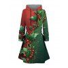 Robe à capuche de vacances Robe à capuche à lacets et imprimé sapin de Noël - multicolor A S | US 4