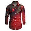 Chemise de vacances pour homme, chemise boutonnée à imprimé cloches et sapin de Noël - Rouge S