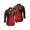 Chemise de vacances pour homme, chemise boutonnée à imprimé cloches et sapin de Noël - Rouge S