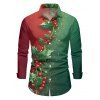 Chemise de vacances pour homme, chemise boutonnée à imprimé sapin de Noël colorblock - multicolor A S