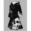 Robe à capuche gothique d'Halloween à lacets et imprimé tête de mort et roses - Noir S | US 4