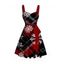 Robe de Noël à carreaux, imprimé flocon de neige, mini-robe froncée avec ceinture - Rouge S | US 4