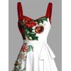Robe de vacances à imprimé sapin de Noël, flocon de neige, cloche, ceinture froncée - Rouge Vineux S | US 4