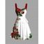 Robe de vacances à imprimé sapin de Noël, flocon de neige, cloche, ceinture froncée - Rouge Vineux S | US 4