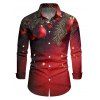 Couple Outfit Christmas Tree Bell Print Lace Up Hoodie Dress and Shirt Set - Rouge foncé S | US 4
