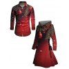 Couple Outfit Christmas Tree Bell Print Lace Up Hoodie Dress and Shirt Set - Rouge foncé S | US 4