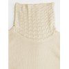 Winter Outfit Hollow Out Cowl Neck Long Sweater Topstitching Flare Jeans Set - café lumière S | US 4