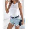 Pull tricoté sans manches de couleur unie Pull col rond festonné - Blanc XL | US 10