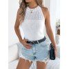 Pull tricoté sans manches de couleur unie Pull col rond festonné - Blanc XL | US 10