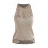 Pull tricoté sans manches de couleur unie Pull col rond festonné - café lumière S | US 4