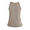 Pull tricoté sans manches de couleur unie Pull col rond festonné - café lumière S | US 4