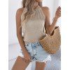 Pull tricoté sans manches de couleur unie Pull col rond festonné - café lumière S | US 4