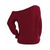 Pull tricoté à découpes de couleur unie Pull à col oblique ajouré - Rouge Vineux S | US 4