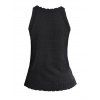 Pull tricoté sans manches de couleur unie Pull col rond festonné - Noir XL | US 10
