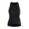 Pull tricoté sans manches de couleur unie Pull col rond festonné - Noir XL | US 10