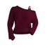 Pull texturé à col oblique de couleur unie Pull tricoté à boucle en métal - Rouge Vineux S | US 4