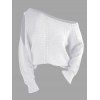 Pull tricoté à découpes de couleur unie Pull à col oblique ajouré - Blanc XL | US 10