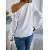 Pull tricoté à découpes de couleur unie Pull à col oblique ajouré - Blanc XL | US 10