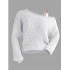 Pull texturé à col oblique de couleur unie Pull tricoté à boucle en métal - Blanc XL | US 10