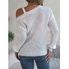 Pull texturé à col oblique de couleur unie Pull tricoté à boucle en métal - Blanc XL | US 10