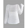 Pull tricoté ajouré de couleur unie, pull à épaules dénudées - Blanc S | US 4