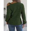 Pull texturé à col oblique de couleur unie Pull tricoté à boucle en métal - Vert Armée XL | US 10