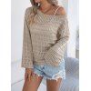 Pull tricoté ajouré de couleur unie, pull à épaules dénudées - café lumière S | US 4