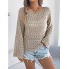 Pull tricoté ajouré de couleur unie, pull à épaules dénudées - café lumière S | US 4