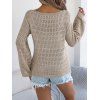 Pull tricoté ajouré de couleur unie, pull à épaules dénudées - café lumière S | US 4