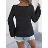 Pull tricoté ajouré de couleur unie, pull à épaules dénudées - Noir XL | US 10