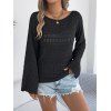 Pull tricoté ajouré de couleur unie, pull à épaules dénudées - Noir XL | US 10