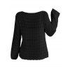 Pull tricoté ajouré de couleur unie, pull à épaules dénudées - Noir XL | US 10