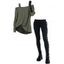 Gothic Women Outfit Solid Color Textured Skew Neck Top and Lace Up Leggings Set - Vert Armée S | US 4
