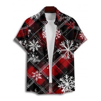Christmas Couple Outfit Plaid Snowflake Print Belt Dress and Shirt Set