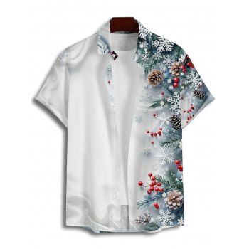 Holiday Couple Outfit Christmas Tree Snowflake Print Belt Dress and Shirt Set