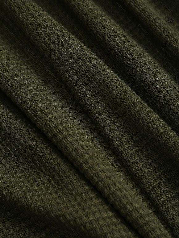 Haut à lacets et œillets, couleur unie, col oblique, manches longues - Vert Armée M | US 6
