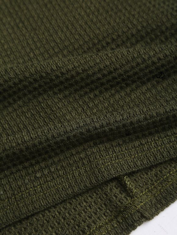 Haut à lacets et œillets, couleur unie, col oblique, manches longues - Vert Armée M | US 6