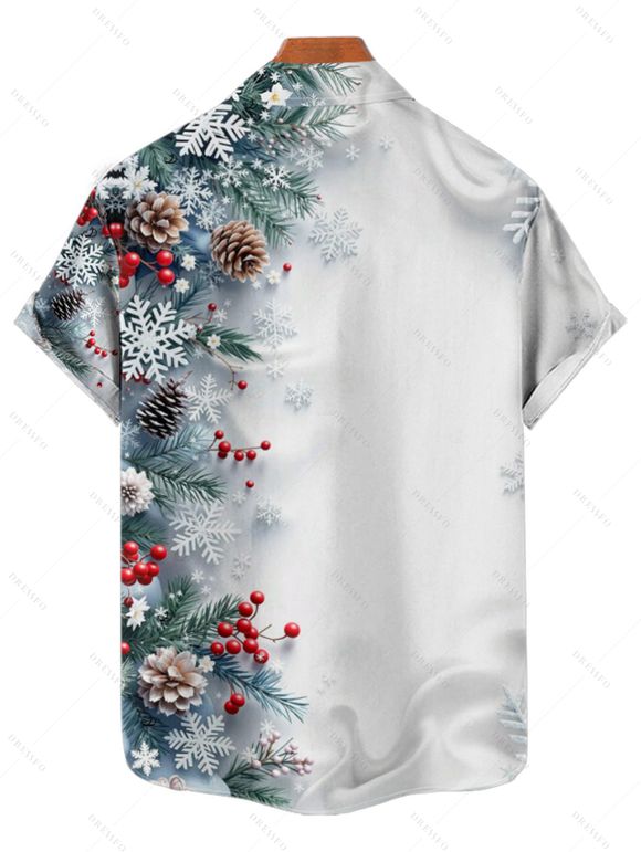 Chemise de vacances pour homme, chemise boutonnée à imprimé sapin de Noël et flocon de neige - Bleu 3XL