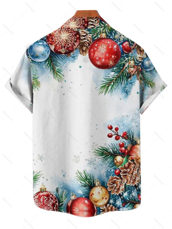 Chemise de vacances pour homme, imprimé cloches et éléments de sapin de Noël, boutonnée - Bleu 3XL
