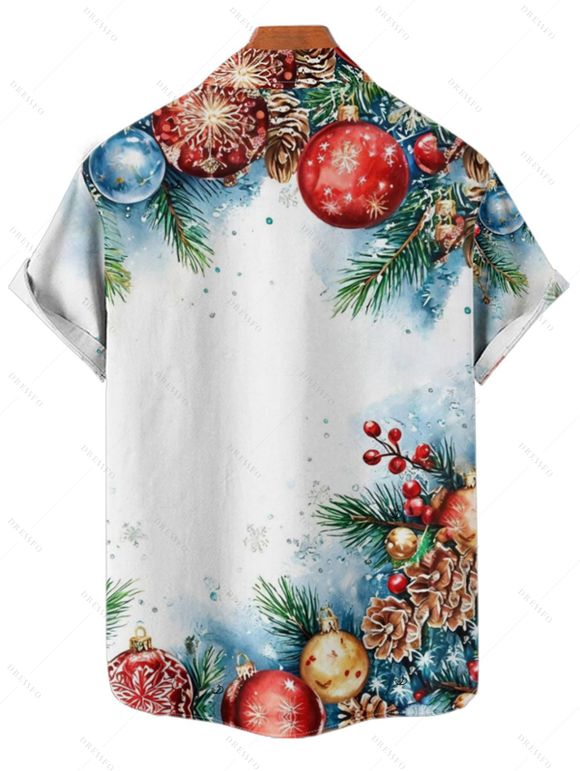 Holiday Couple Outfit Christmas Tree Elements Print Belt Dress and Shirt Set - Bleu S | US 4