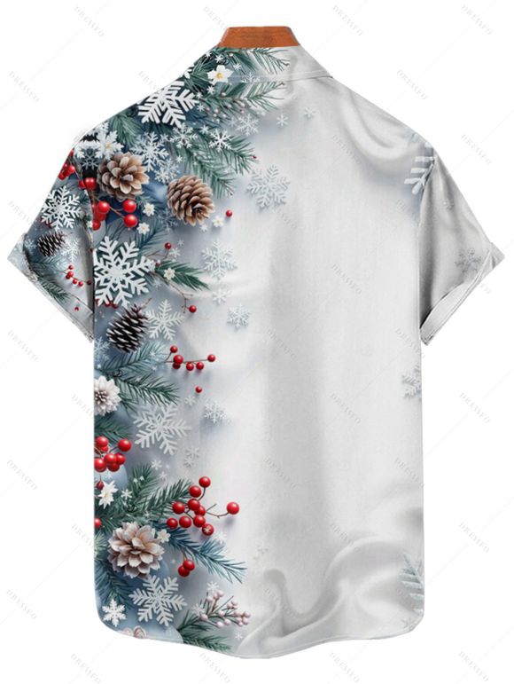 Holiday Couple Outfit Christmas Tree Snowflake Print Belt Dress and Shirt Set - Bleu gris S | US 4