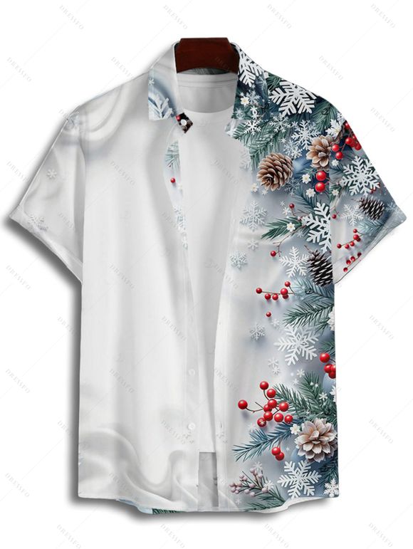 Holiday Couple Outfit Christmas Tree Snowflake Print Belt Dress and Shirt Set - Bleu gris S | US 4