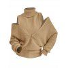 Pull tricoté de couleur unie, col roulé, épaules dénudées, pull surplis - Bronze L | US 8