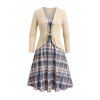 Robe 2 en 1 à carreaux et manches longues - café lumière M | US 6