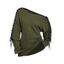 Haut à lacets et œillets, couleur unie, col oblique, manches longues - Vert Armée XL | US 12