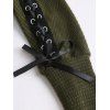 Haut à lacets et œillets, couleur unie, col oblique, manches longues - Vert Armée XL | US 12