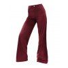 Pantalon droit de couleur unie avec braguette zippée et poches longues - Rouge Vineux XXL | US 14