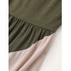 Robe à épaules cintrées colorblock, robe à col oblique et ceinture à anneau en O - Vert profond S | US 4