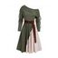 Robe à épaules cintrées colorblock, robe à col oblique et ceinture à anneau en O - Vert profond S | US 4
